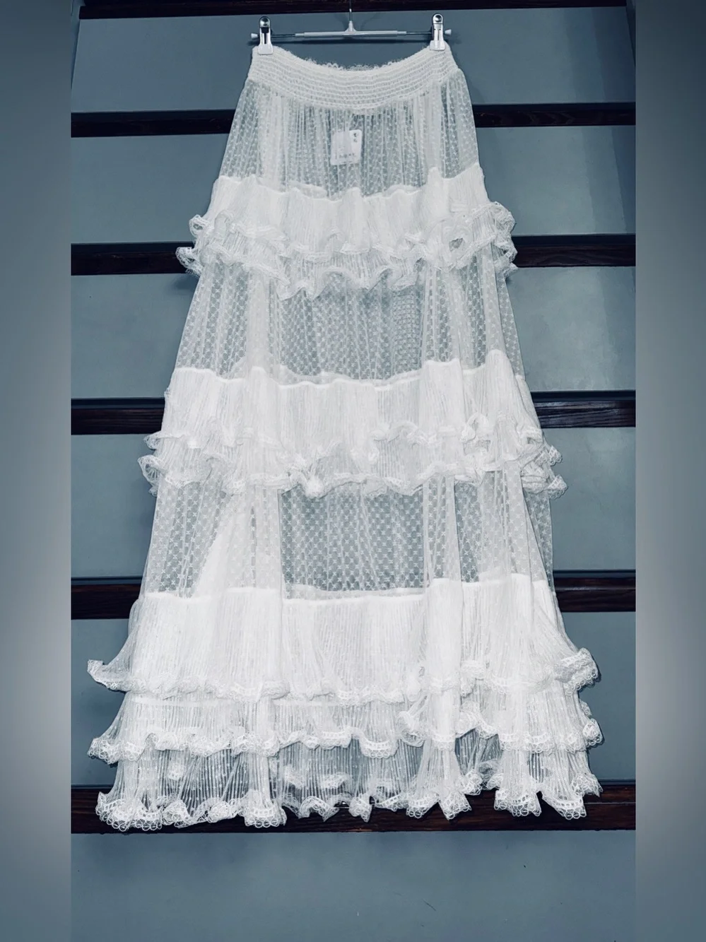 Free People 🪷 NWT $148 🌾 Forever Young Sheer Ruffle Maxi Half Slip 🪷 Size XS - Picture 12 of 14